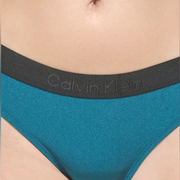 ☆NWT☆CALVIN KLEIN Women's Triangle Cut   Blue Cypress Shimmer Halter Tie Bikini - Picture 4 of 16